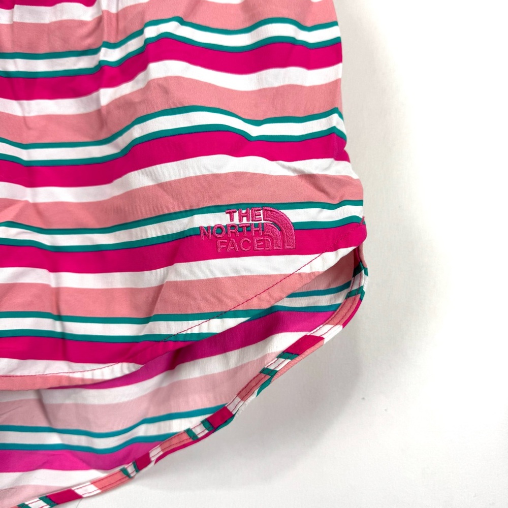 NEW The North Face Women’s Sz M Nylon Water Shorts Swimwear Striped Pink Unlined - Picture 2 of 11